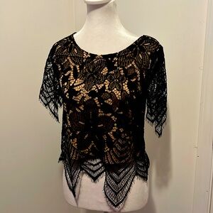 Tan cami xs black lace overlay NWT